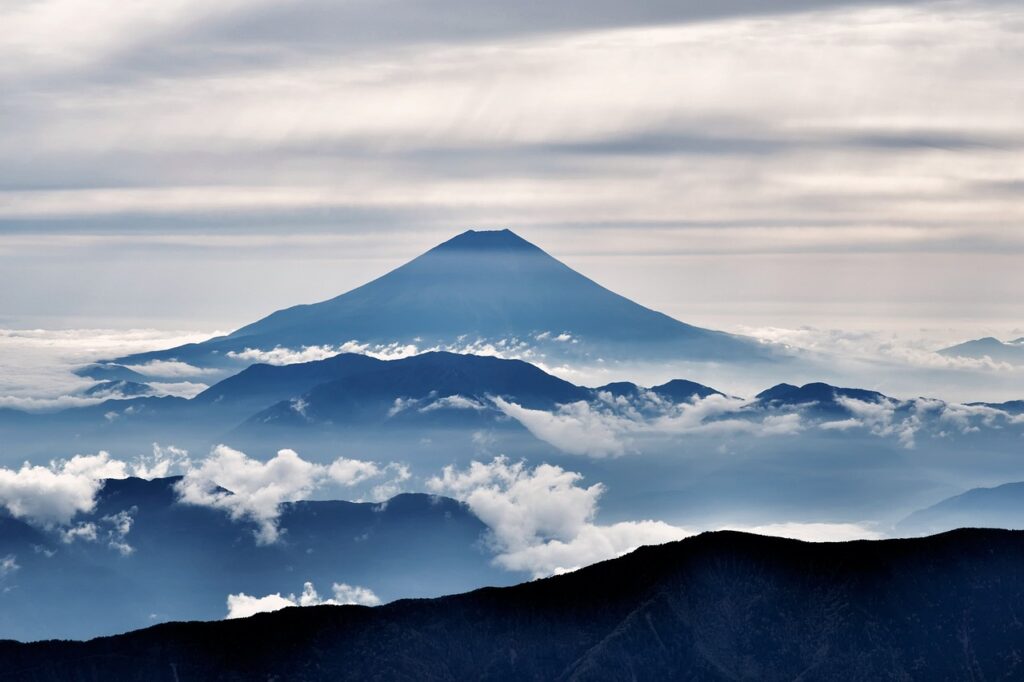 mt fuji, volcano, nature, silhouettes, clouds, mountains, landscape, japan, tourist attraction, places of interest, famous, japan, japan, japan, japan, japan-2232246.jpg